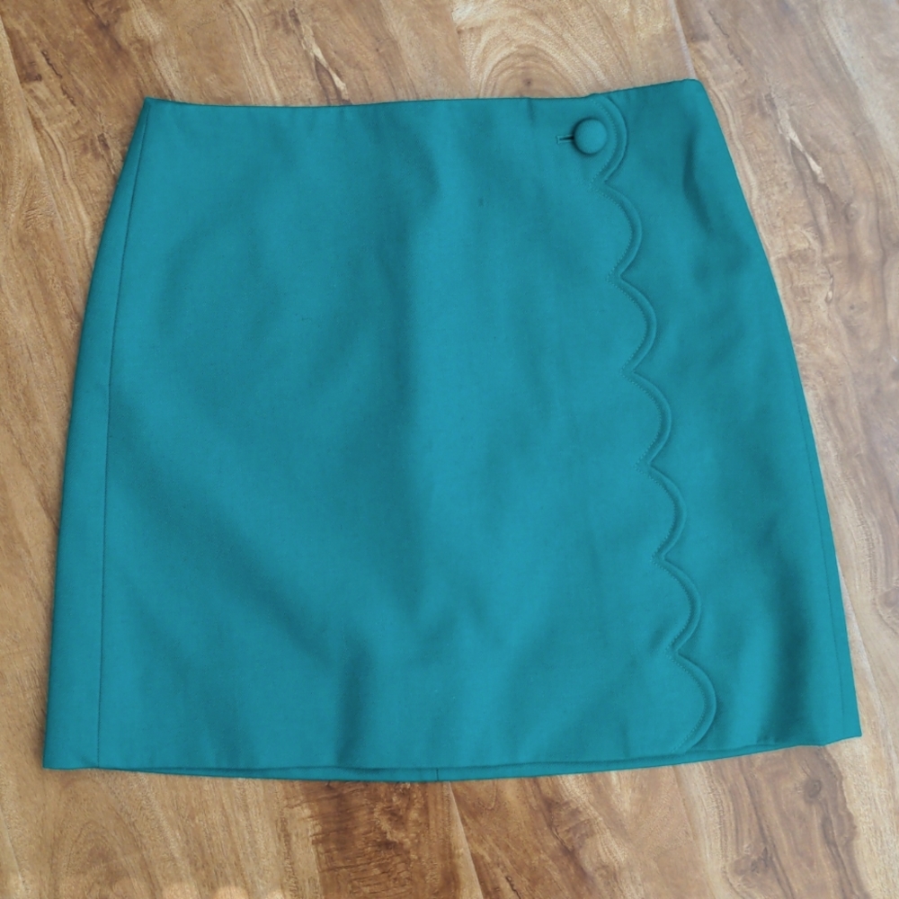 J. Crew Green Wool/Cotton Mini Skirt NWT